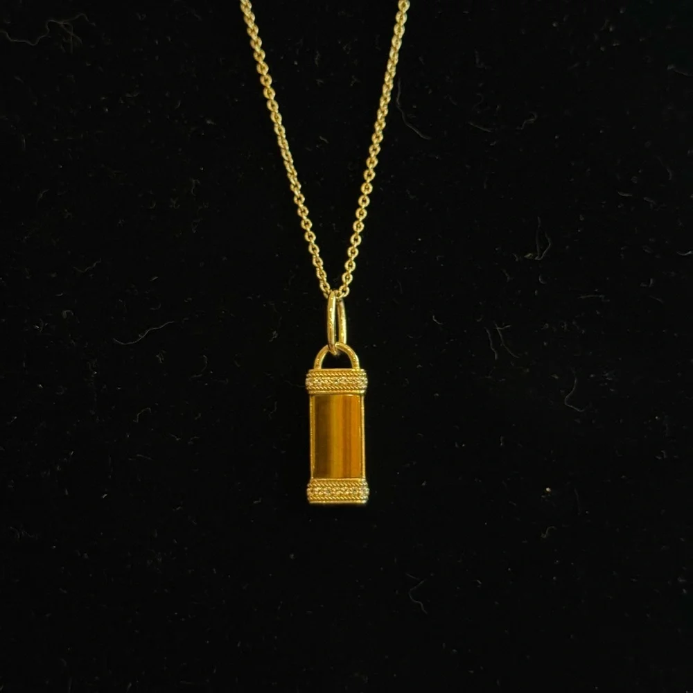 Gold Plated Tiger's Eye Pendant Necklace - Picture 2 of 2